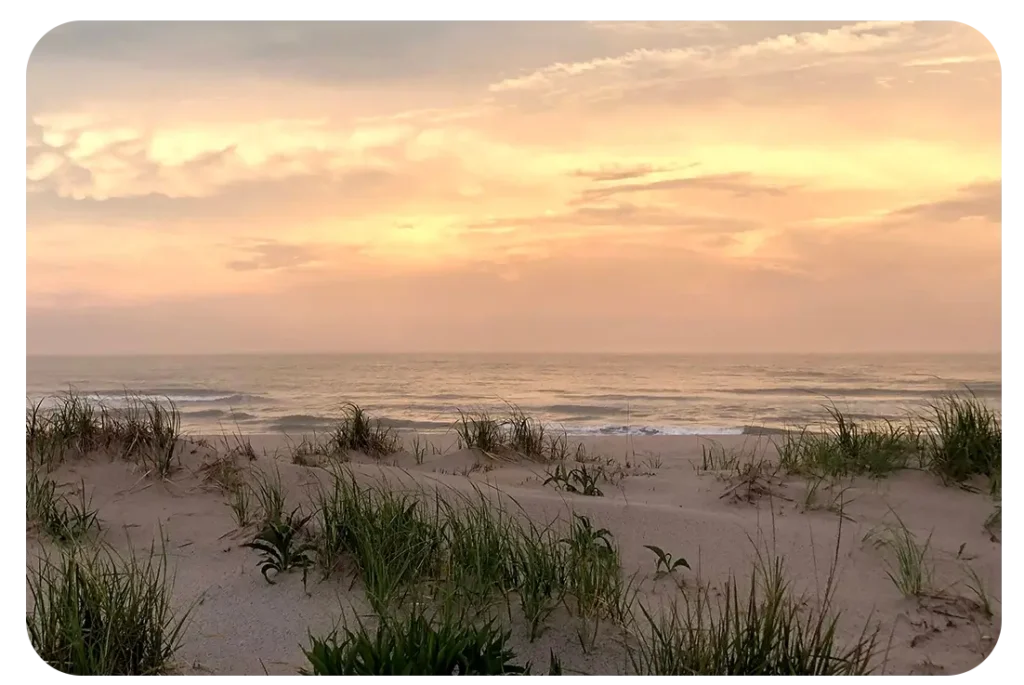 painted sunset over the ocean