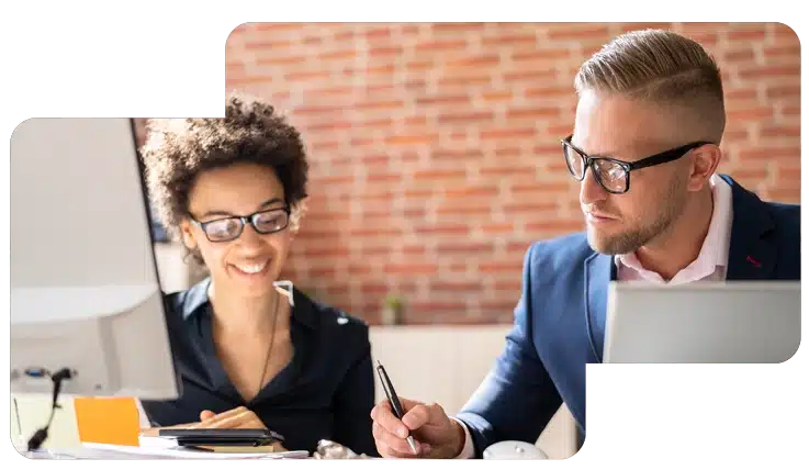 two accountants working on completing tax preparation